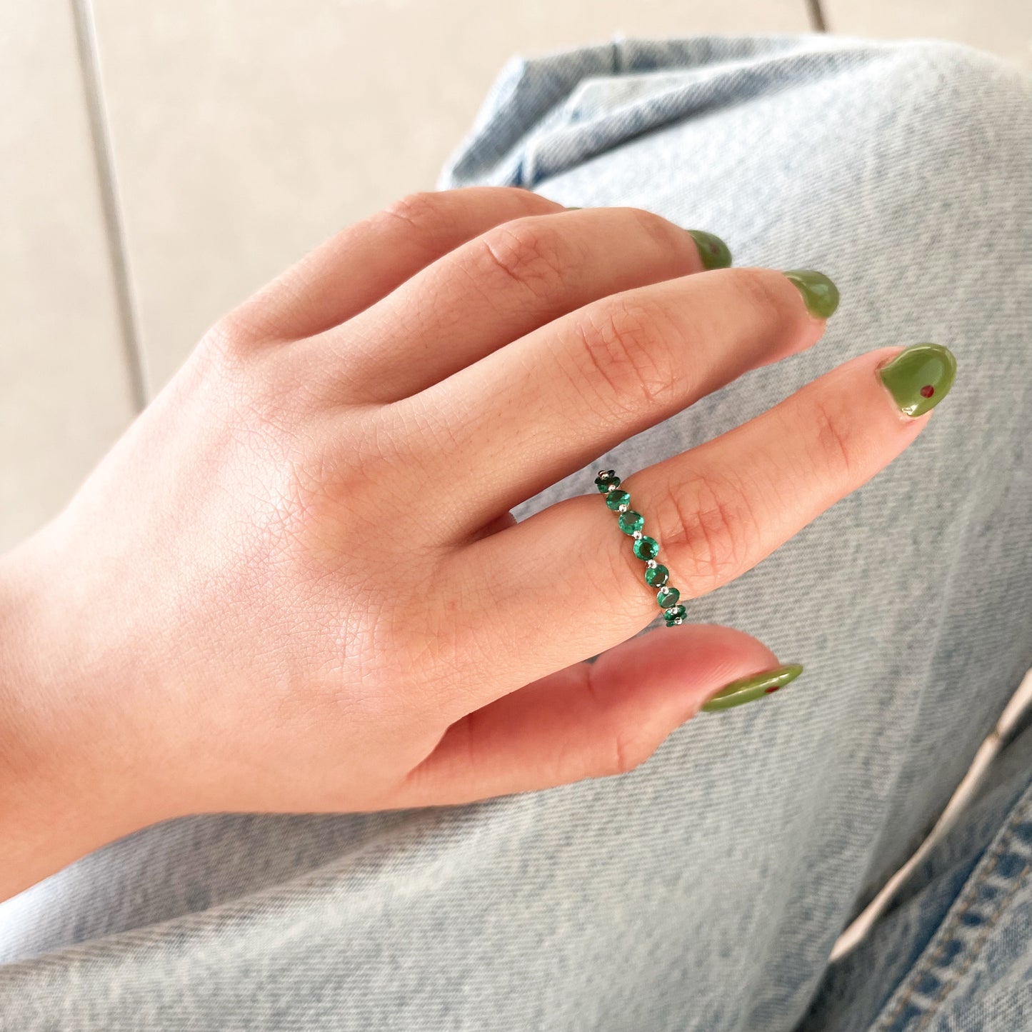 Anillo Flor verde