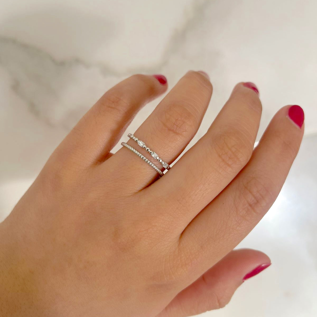 Anillo doble coral