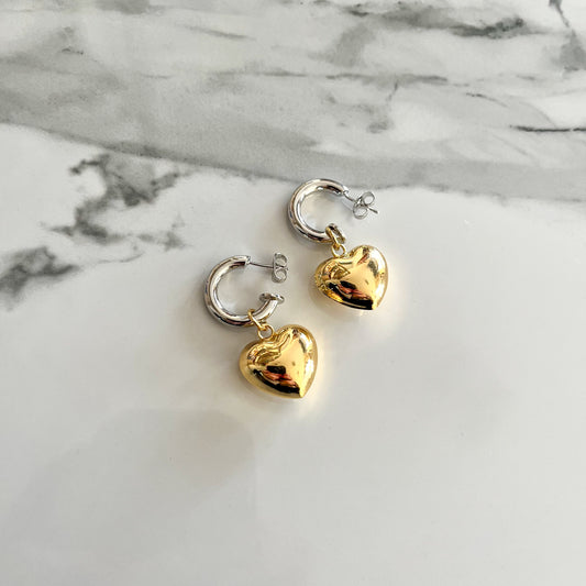 Aretes corazón bicolor
