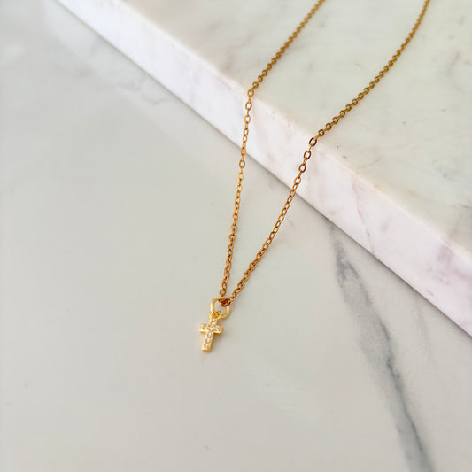 Collar cruz mini zirconia