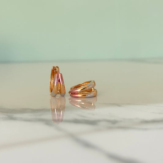 Aretes dobles 3 oros