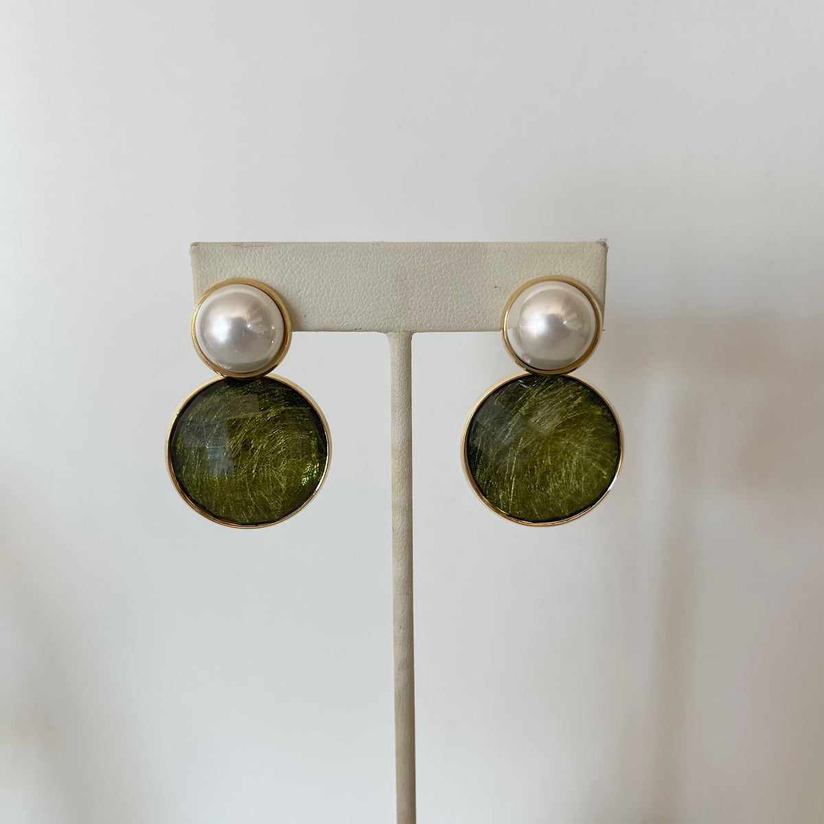 Aretes Verde + Perla
