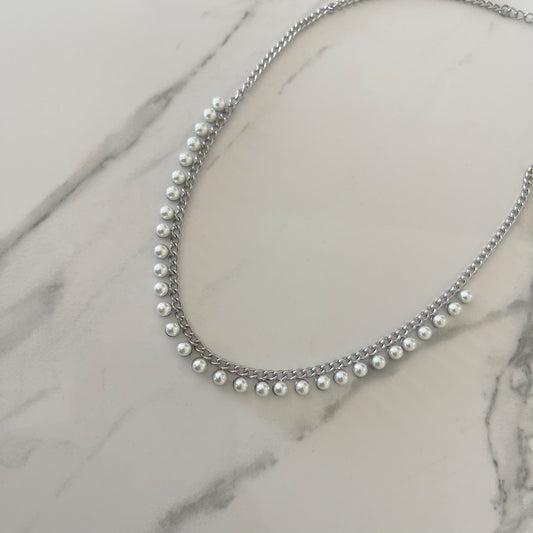 Collar Perla plateado