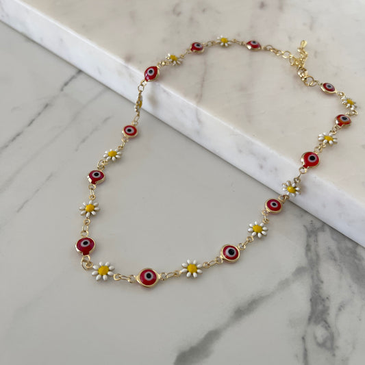 Choker Ojo + Florecitas