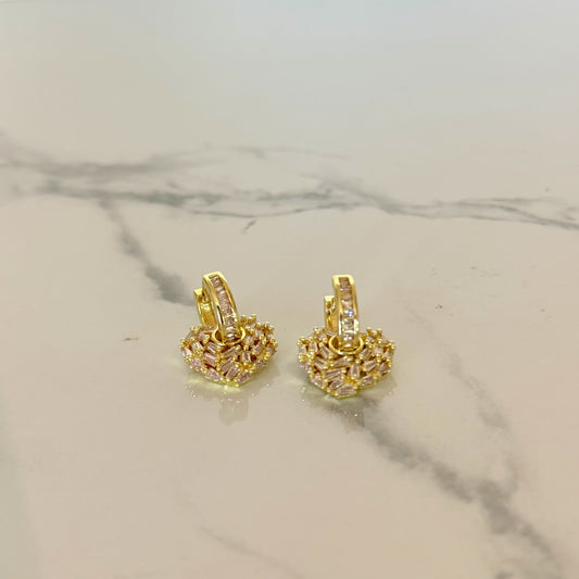 Aretes 2 en 1 dorados