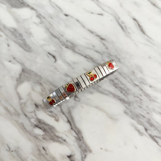 Brazalete cherry plateada