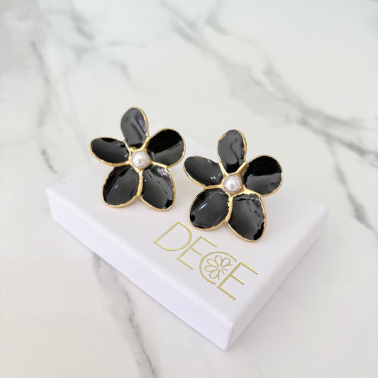Aretes Flor negros