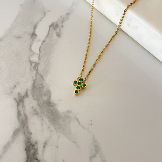 Collar cruz mini verde