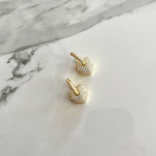 Aretes corazón 2 en 1 zirconias