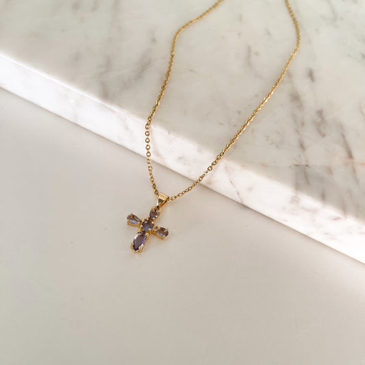 Collar cruz lila