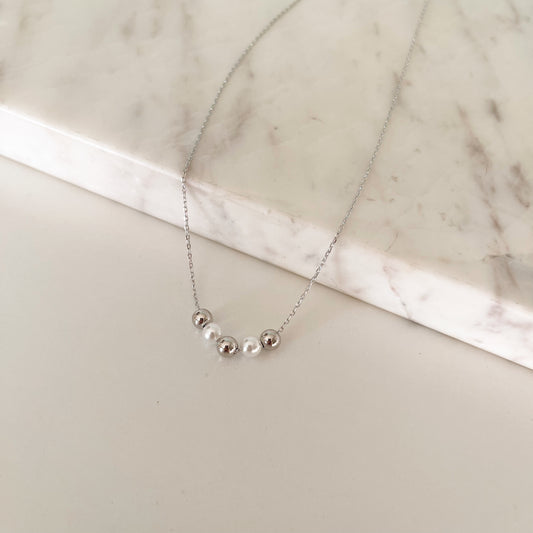 Collar Perla plateado