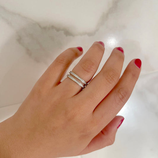 Anillo doble zirconia